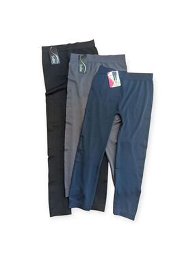 Sofra Leggings Set of 3 Black Gray Navy Free Size
